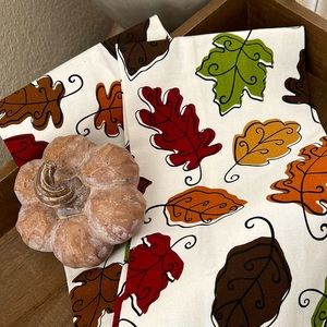 Fall Autumn Harvest set of kitchen towels with whimsical leaves